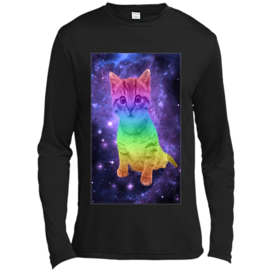 Rainbow Space Cat Tee, With Rainbow Kitten In Outer Space cool shirt