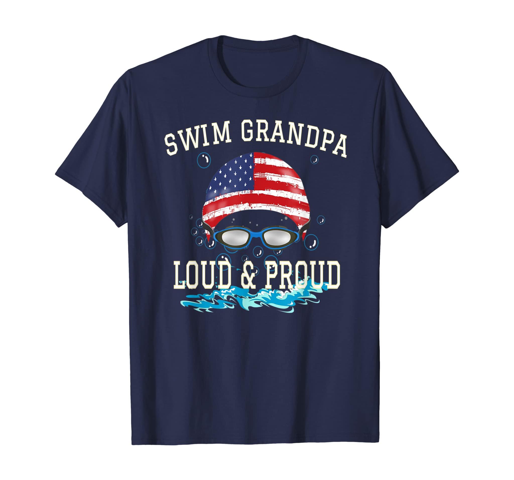 Swim Swimmer Funny Swimming Proud Grandpa Goggles Shirt