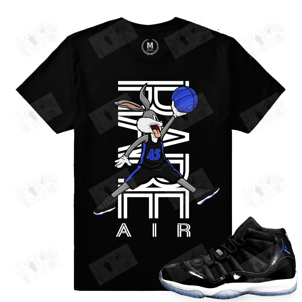 Match Jordan 11 Space Jam | Rare Air Rabbit | Black T Shirt