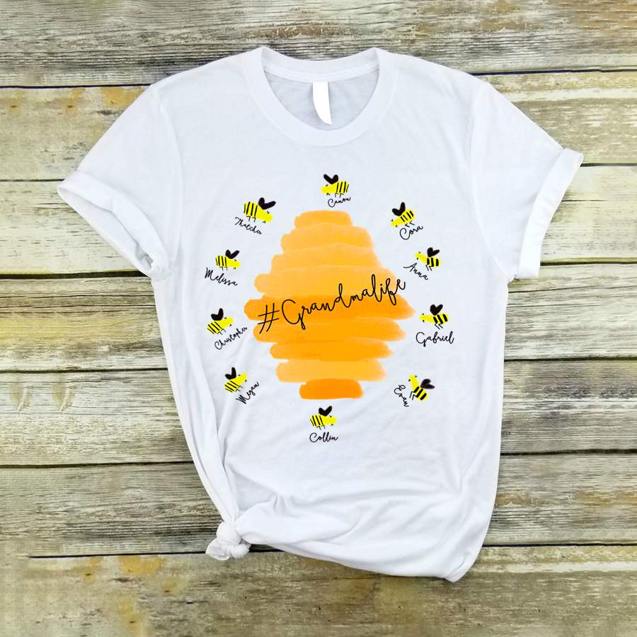 Personalized Grandma – Bee Kids Names Shirt