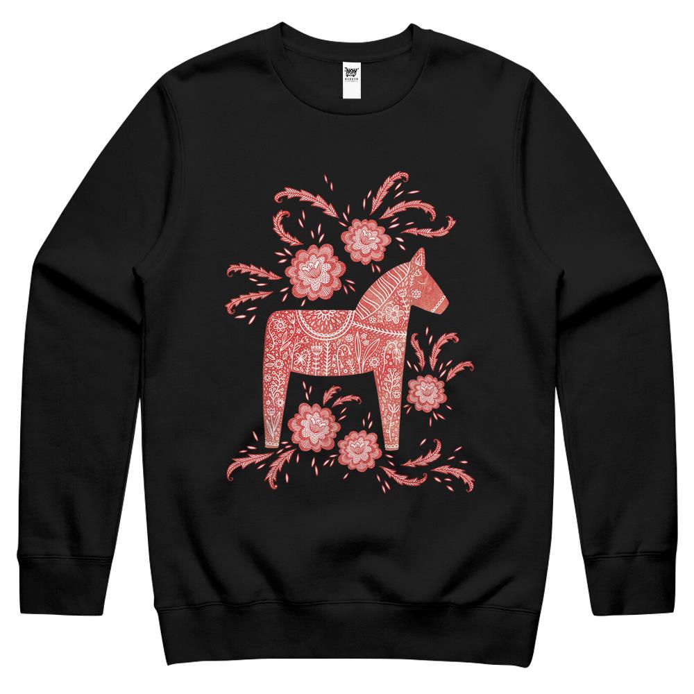 Dala Horse Swedish Art Crewneck Sweatshirt