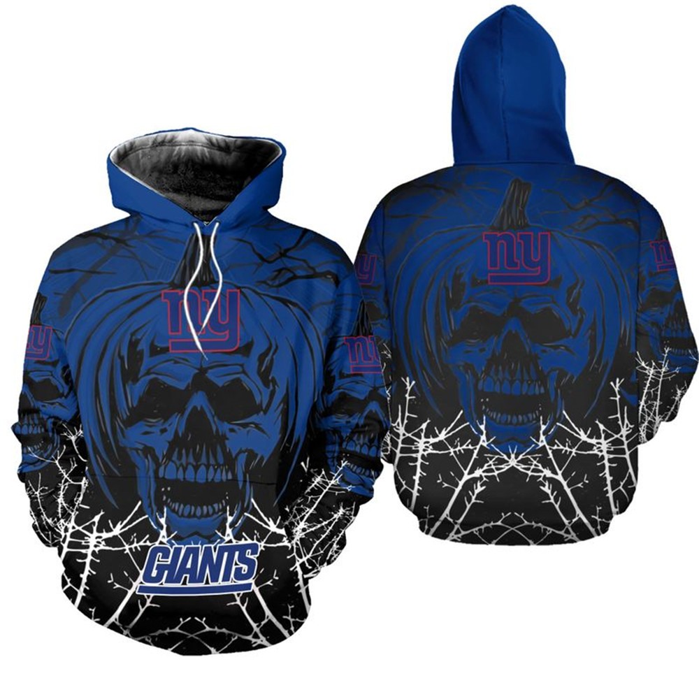 New York Giants Hoodie Halloween Pumpkin Skull Print Sweatshirt