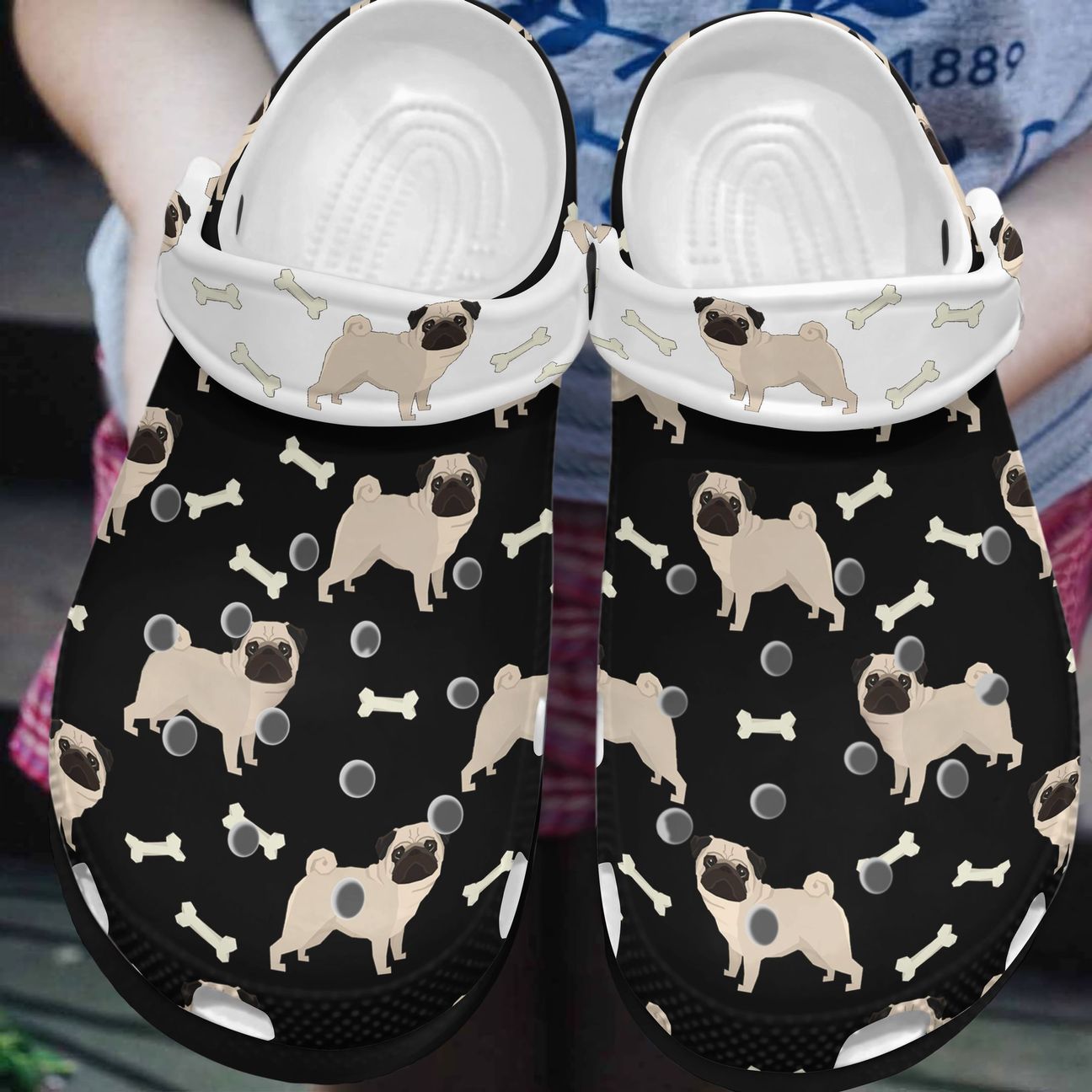 Pug Personalized Clog, Custom Name, Text, Color, Number Fashion Style For Women, Men, Kid, Print 3D Cute Pug