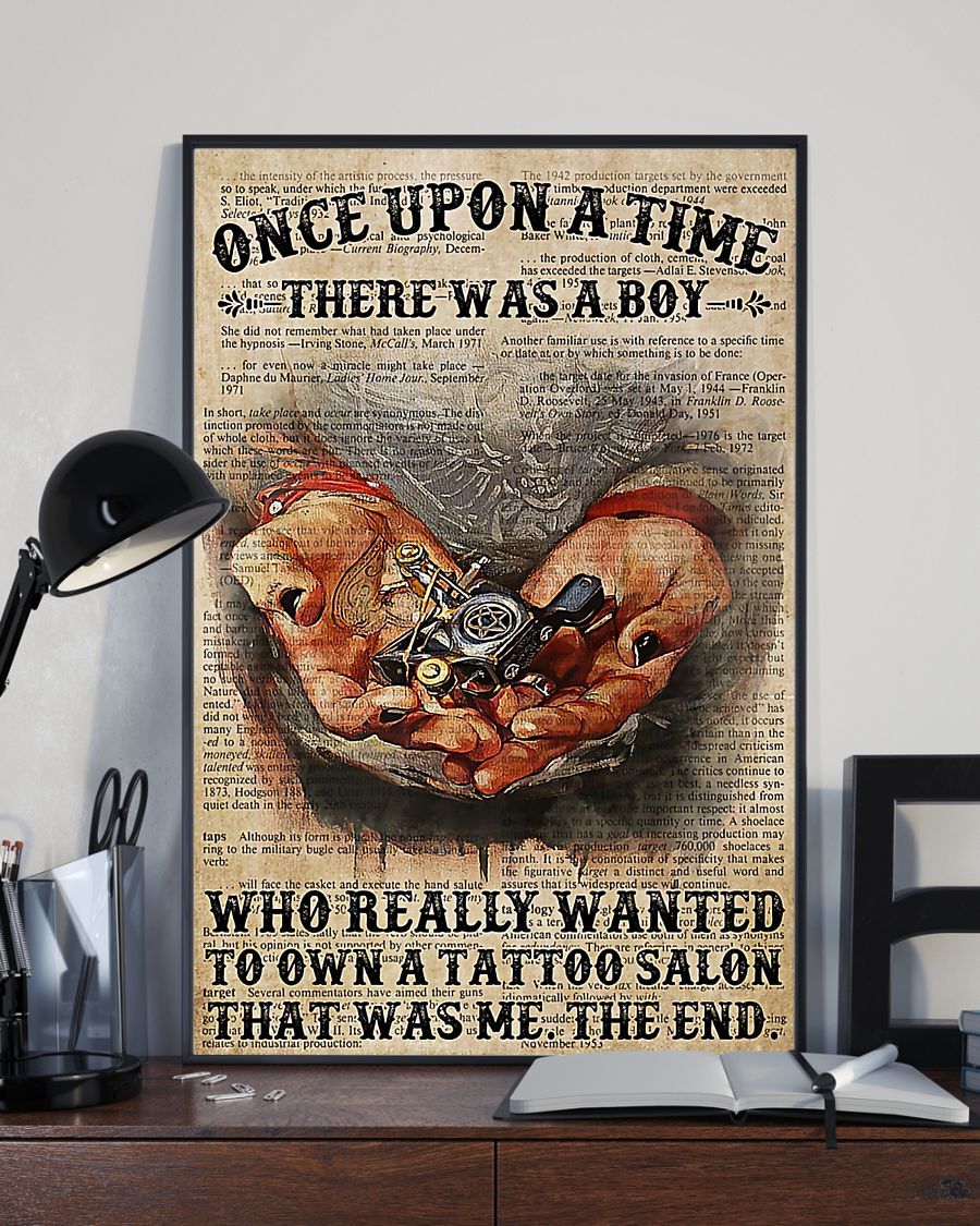 A Boy Who Really Wanted To Own A Tattoo Salon Vertical Canvas And Poster | Wall Decor Visual Art
