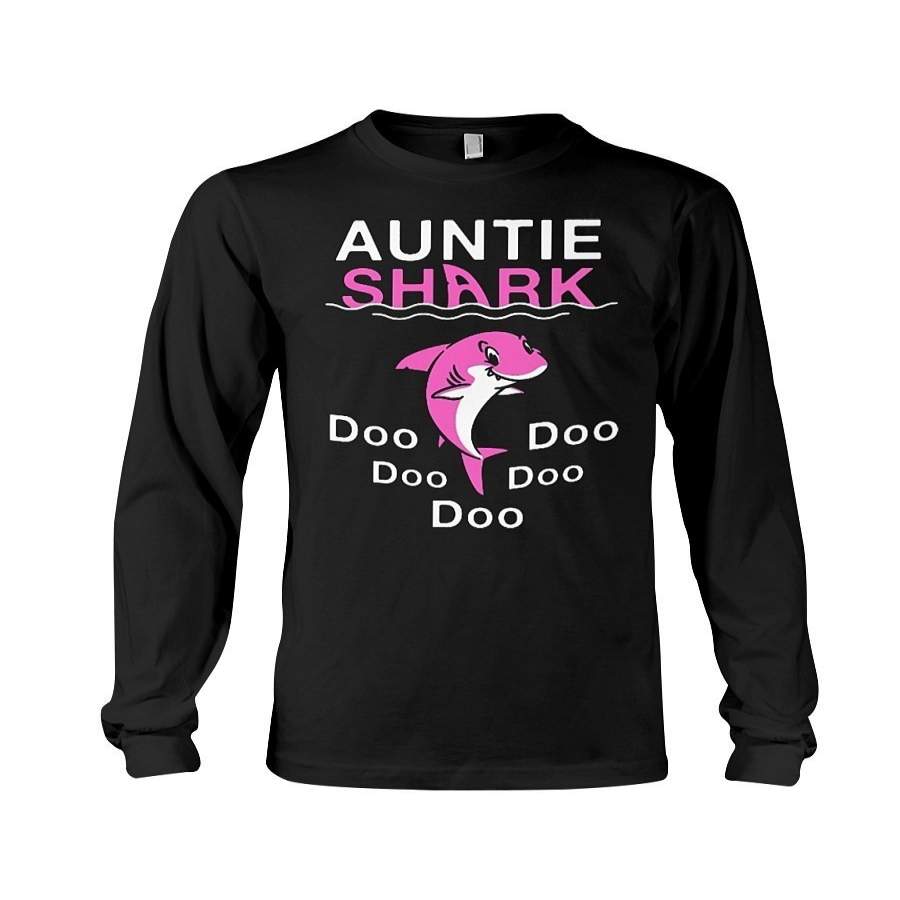 Mens shirts Funny Cotton Tee AUNT SHARKAUNT SHARK Long Sleeve Tee Cute Shirts long Sleeves Tops