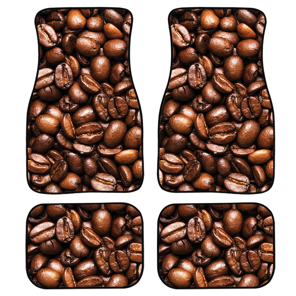 Roasted Coffee Bean Print Front And Back Car Floor Mats, Front Car Mat