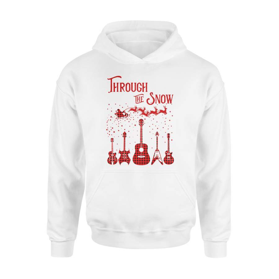 Through The Snow Christmas Guitar Red Plaid Hoodie