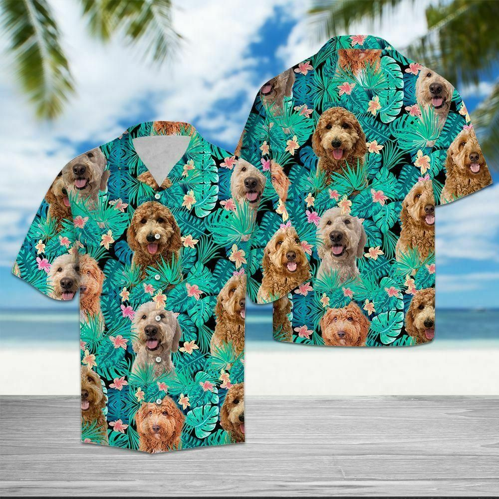 Goldendoodle Tropical Polyester Hawaii Shirt Ha77745