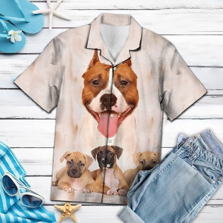 Awesome American Pit Bull Terrier Hawaiian Shirt Summer Button Up For Men, Women, Couple