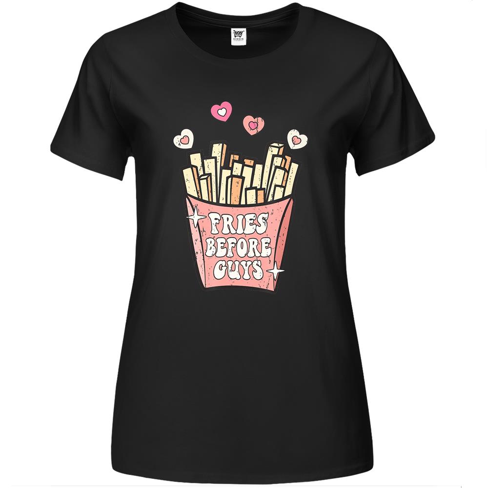 Fries Before Guys Teenage Girls Dating Valentine Day Premium Womens T Shirts