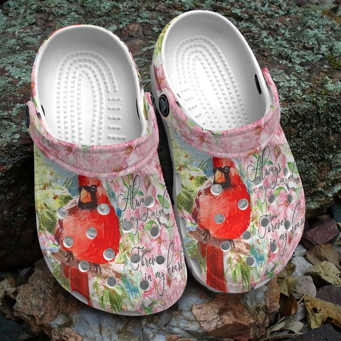 Cardinal Personalize Clog, Custom Name, Text, Fashion Style For Women, Men, Kid, Print 3D Always On My Mind Forever In My Heart