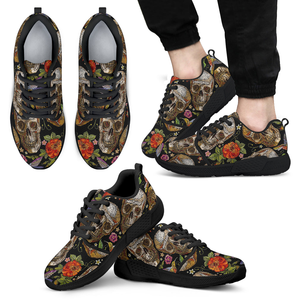 Vintage Skull Pattern Print Men’S Athletic Shoes