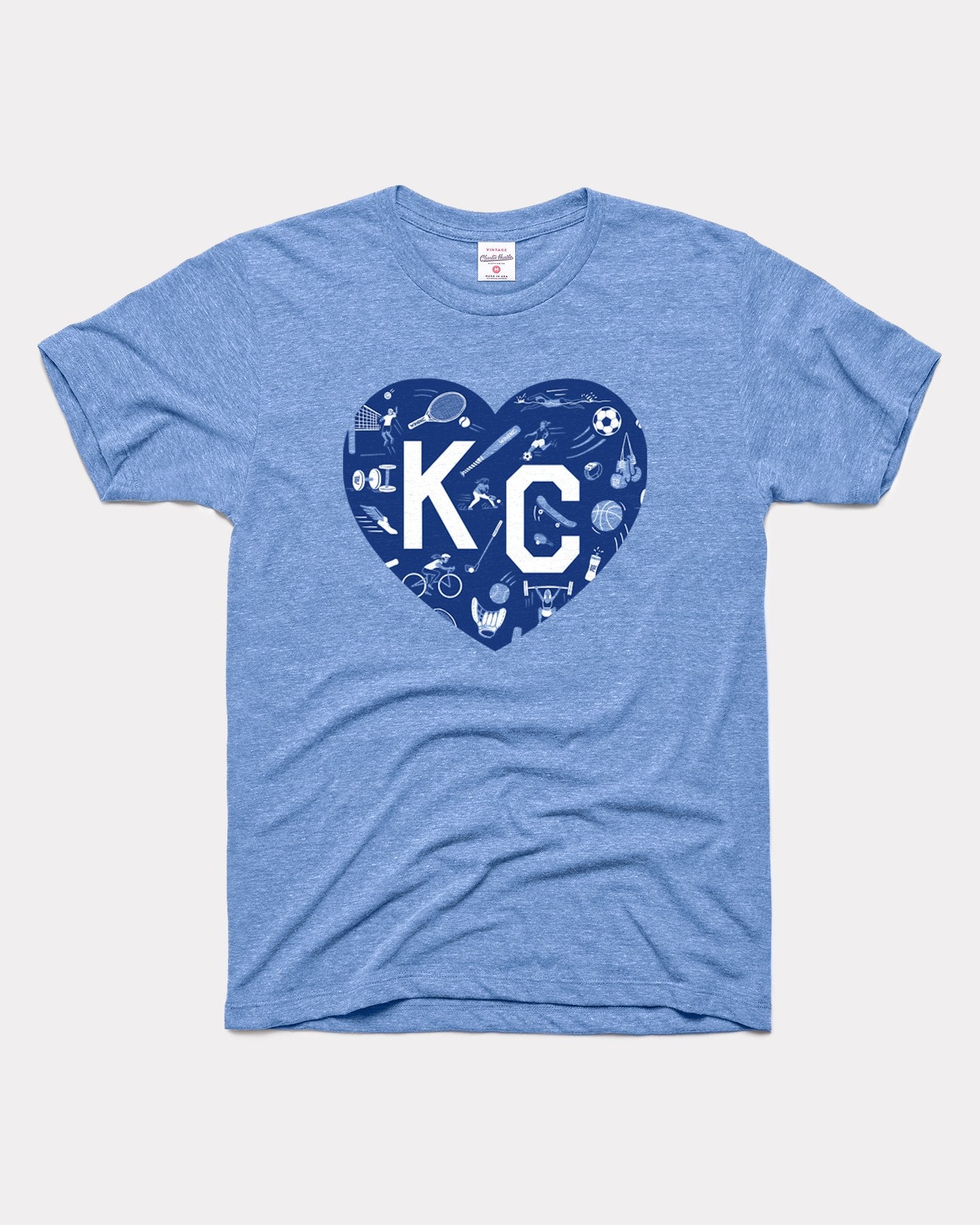 Kansas City Sports Commission Win For Kc Heart Vintage Blue T-Shirt