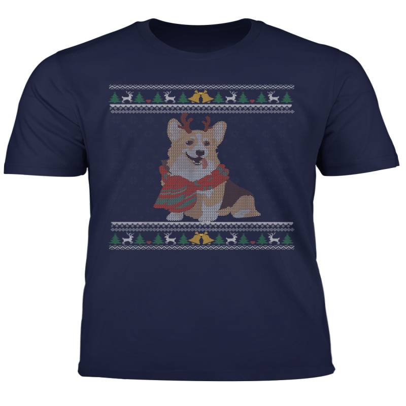 Lovely Ugly Christmas Sweater Corgi Knitted Scarf Puppy Dog T Shirt