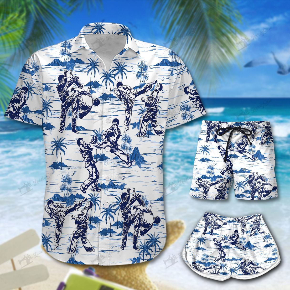 Karate Island Pattern Hawaiian Shirt Shorts Ha58345