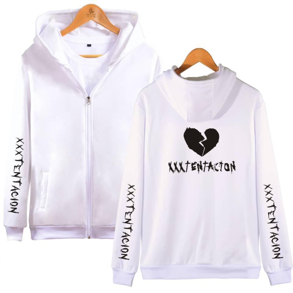 XXXTentacion Hoodies – Solid Color Popular Rapper XXXTentacion Heartbreak Icon Zip Up Hoodie