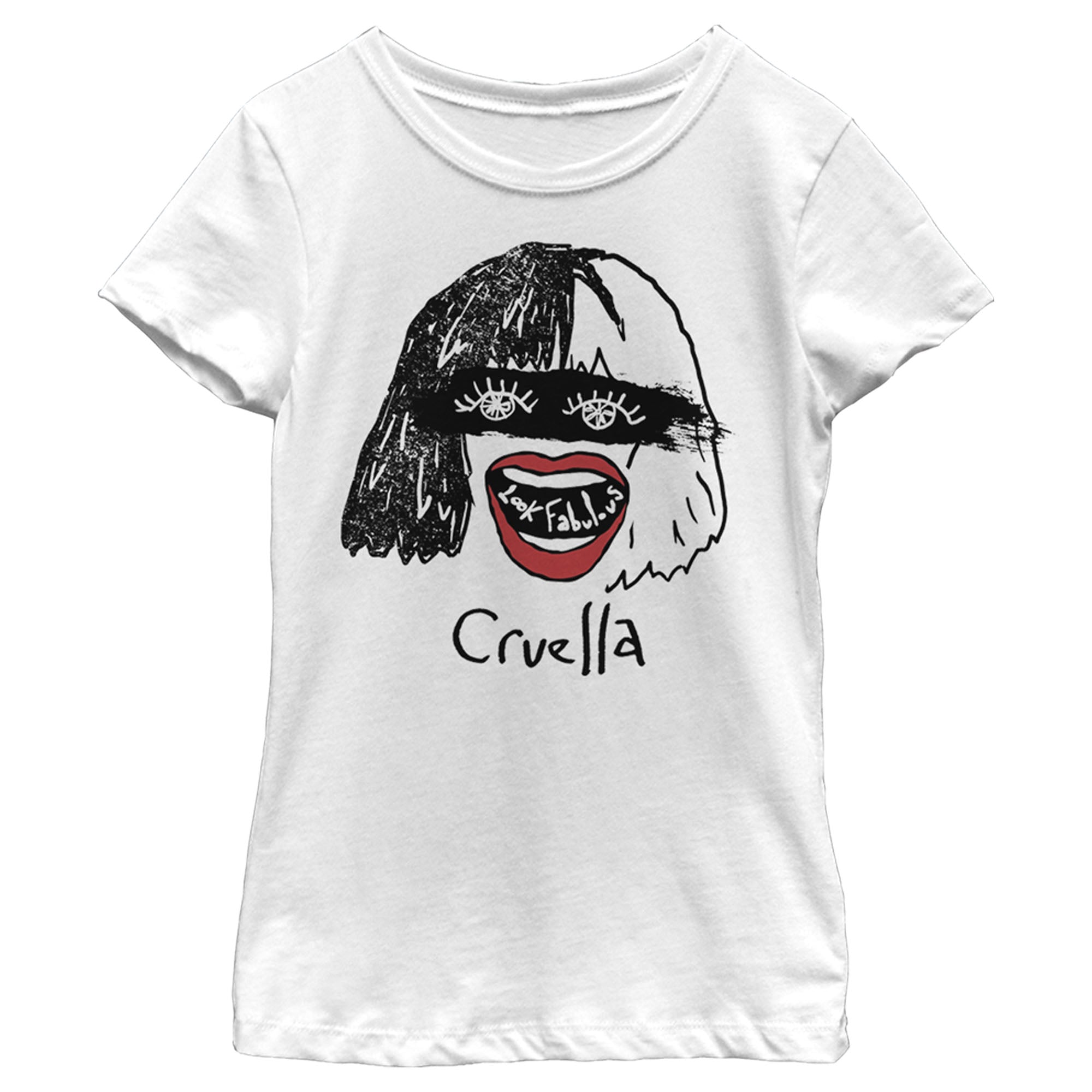 Cruella Girl’S Look Fabulous Drawing  T-Shirt