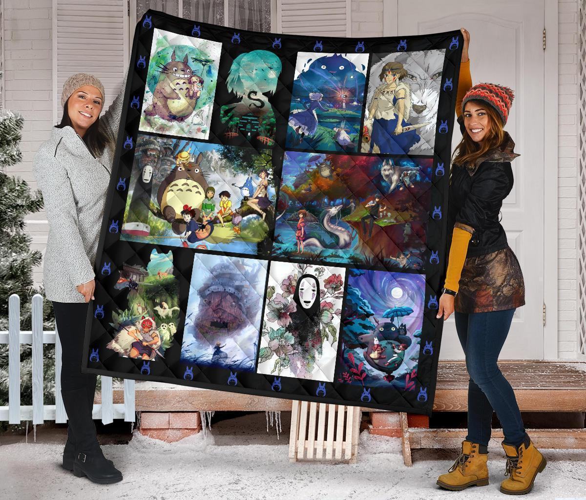 Ghibi Characters Quilt Blanket Anime Fan Gift Idea