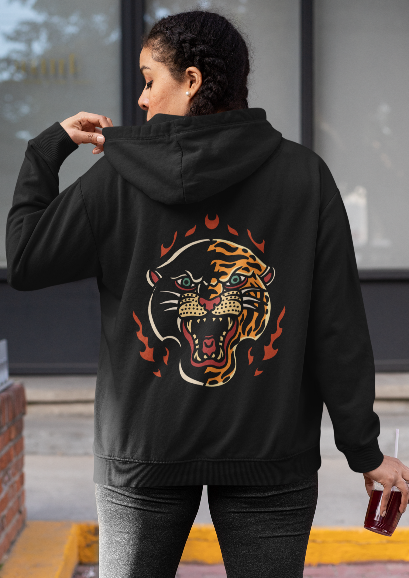 Unisex Hoodie With Panther And Tiger Print