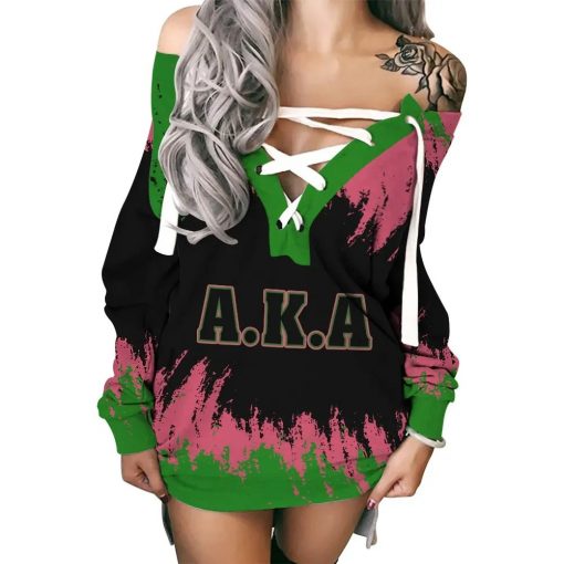 Alpha Kappa Alpha Aka Emblem Splatter Style Long Sweater