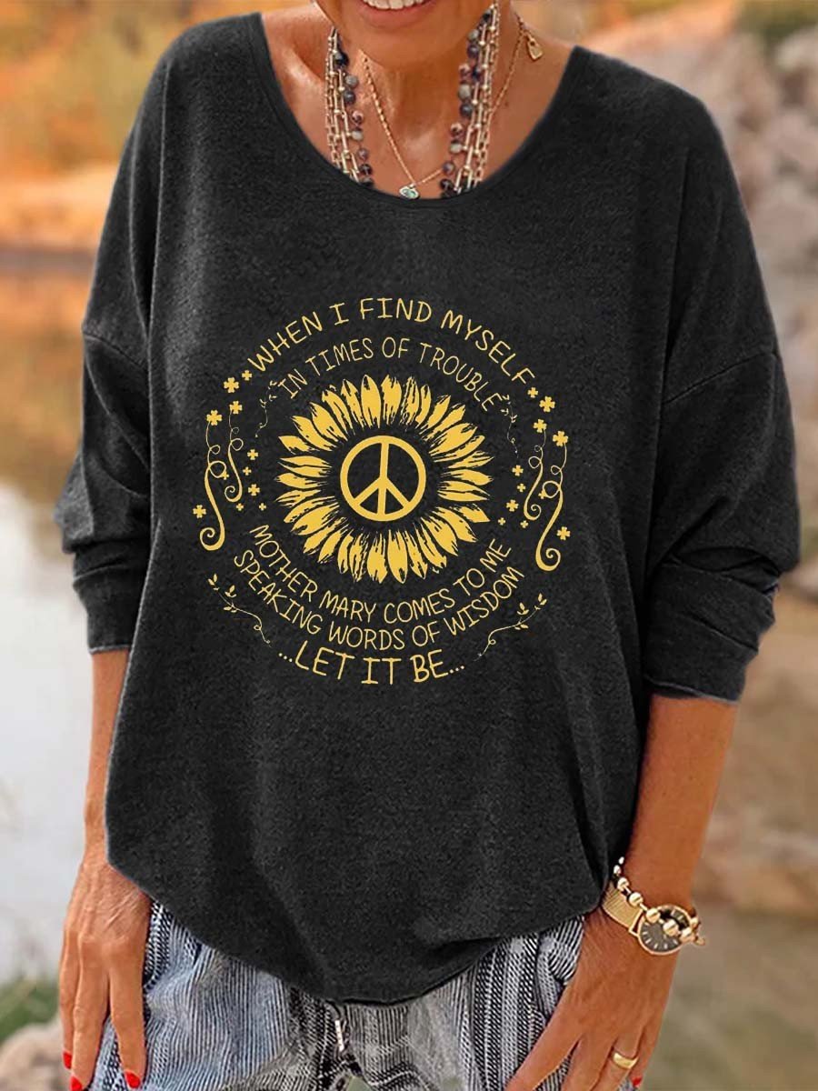 Women Hippie Let It Be Printed Long Sleeve T-Shirt
