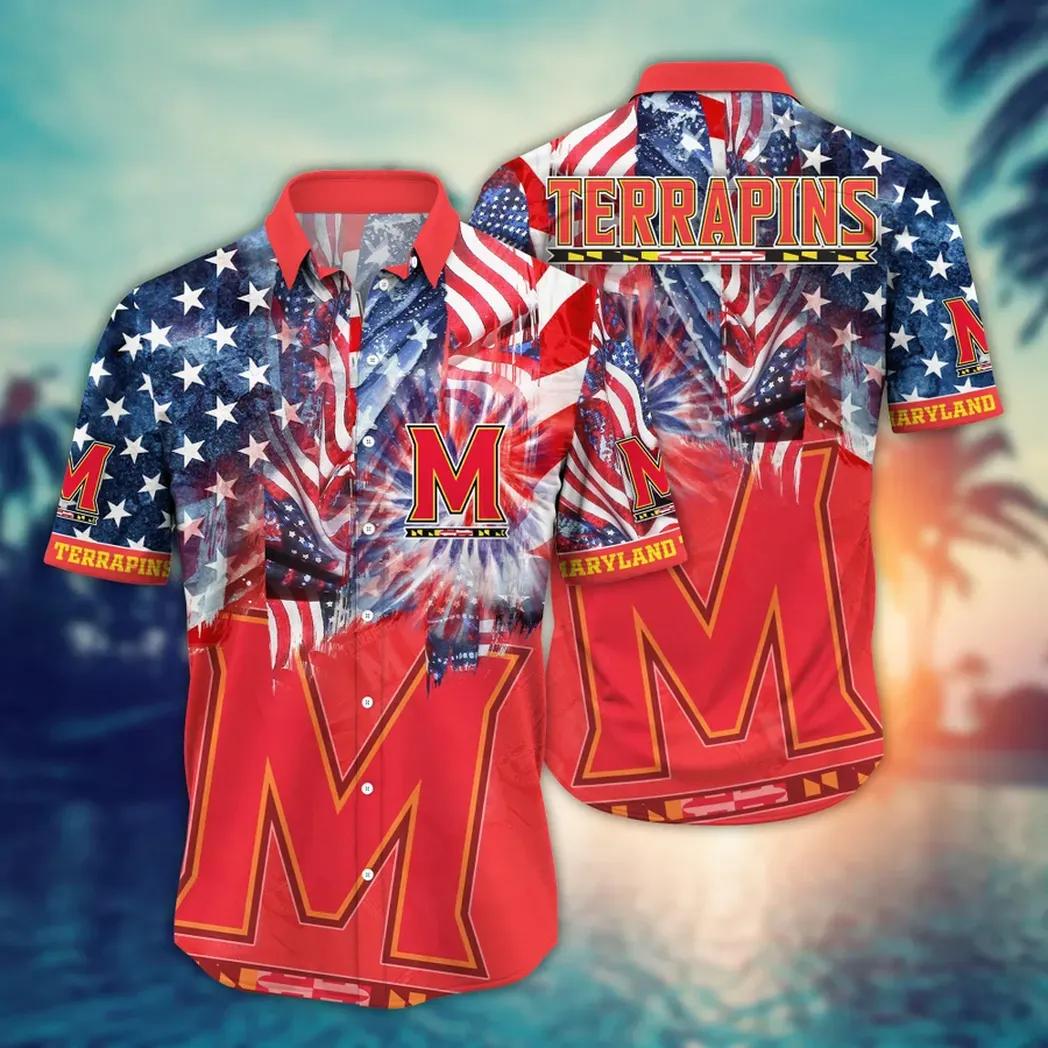 Maryland Terrapins Ncaa Flower Aloha Hawaiian Shirt 12, Ncaa Hawaiian Shirt