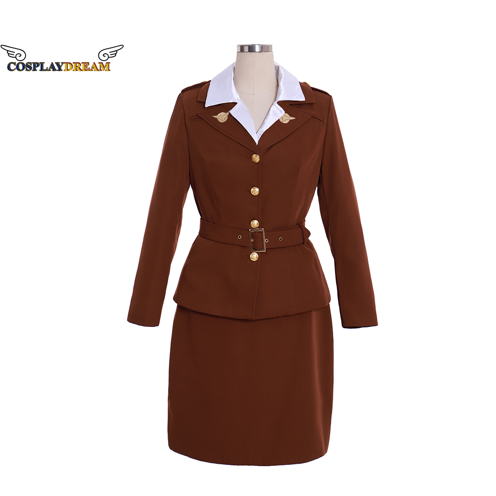 Agent Peggy Carter Cosplay Costume Uniform Agent Carter Skirts Military Suit Halloween Carnival Party Cosplay Outfit Plus Size alx