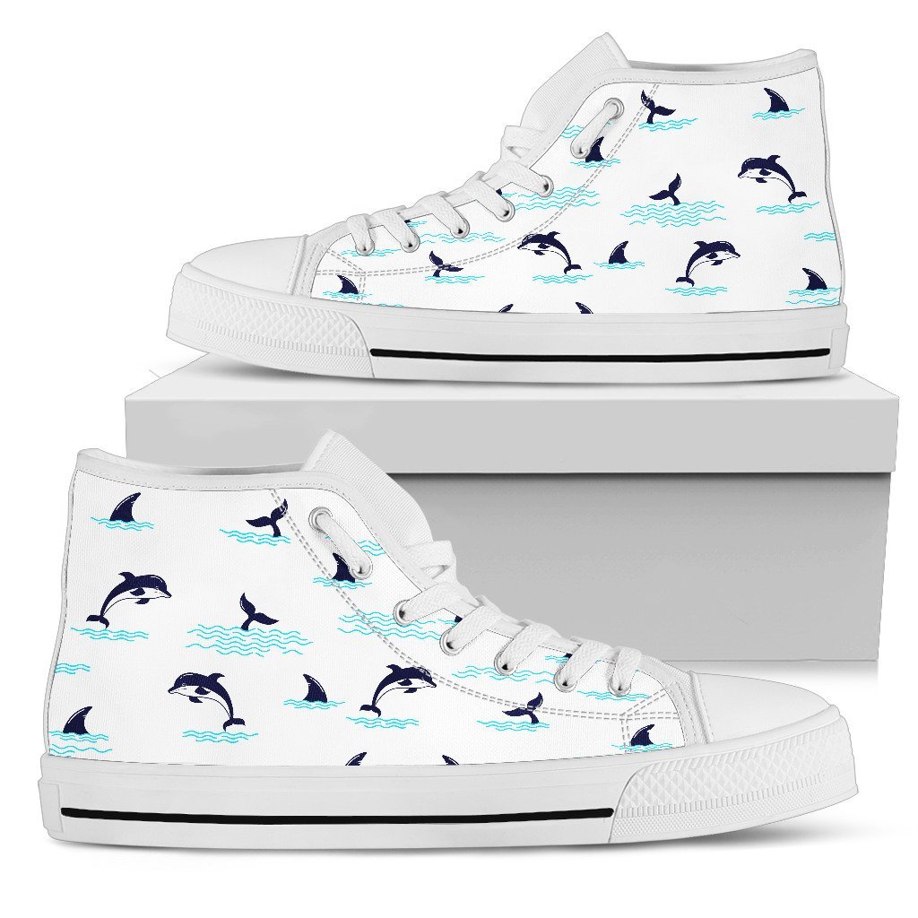 Dolphin Jumping Women High Top Canvas Shoes