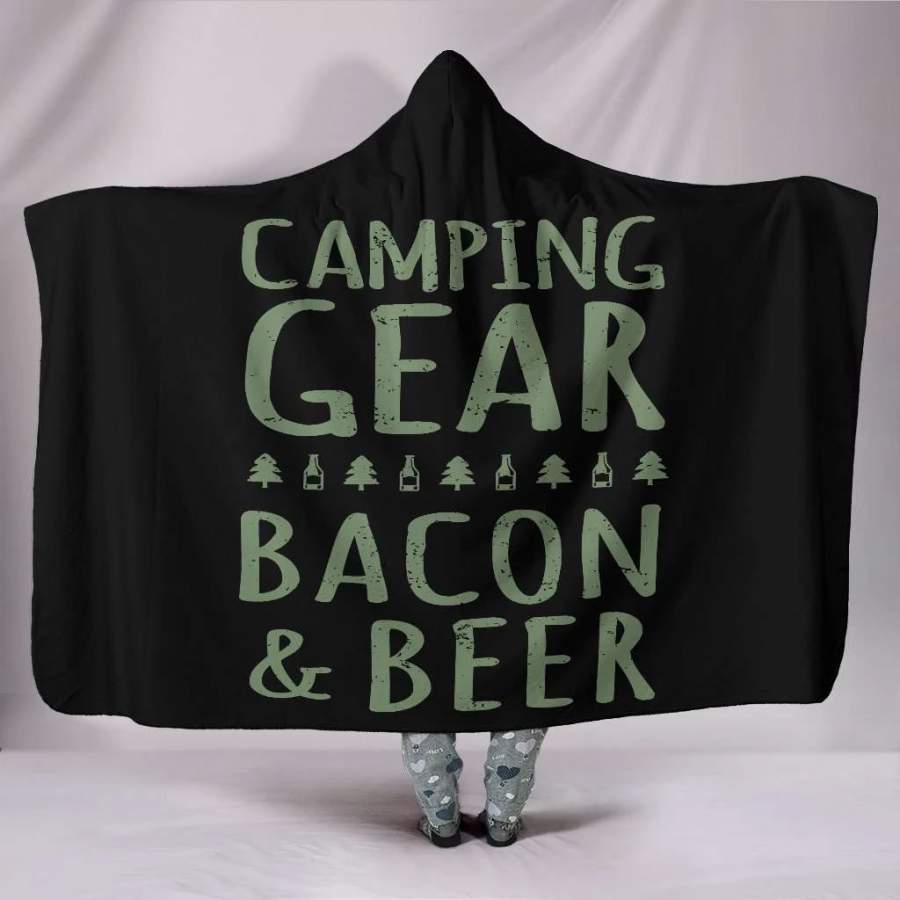 Wozoro Hooded Blanket Camping Gear Bacon And Beer Adult, Youth Size