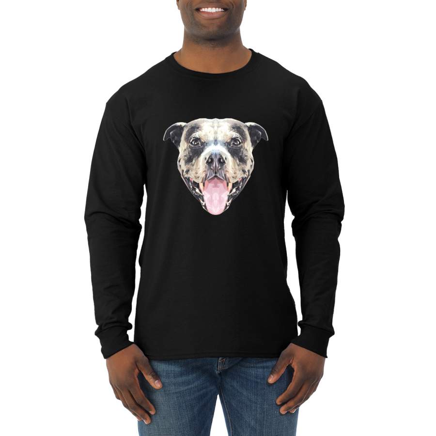 American Pit Bull Terrier Dog Animal Lover Mens Long Sleeve Shirt