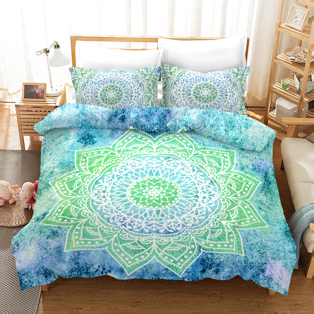 3D Green Bohemian Elephant Quilt Cover Set Bedding Set Pillowcases 100