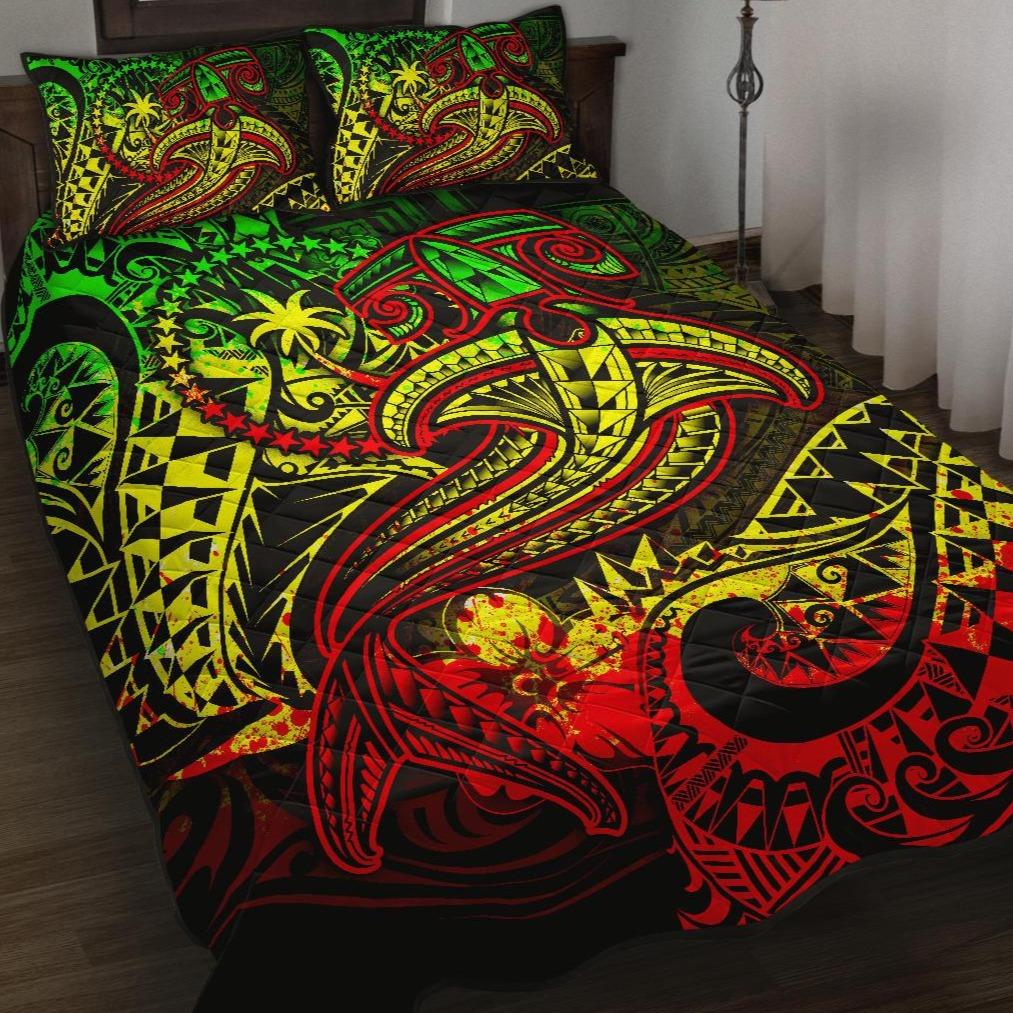 Chuuk Quilt Bed Set – Reggae Shark Polynesian Tattoo – BN18