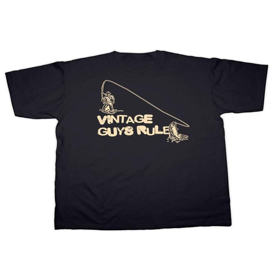 Vintage Guys Rule Fishing Print Men’S T Shirt