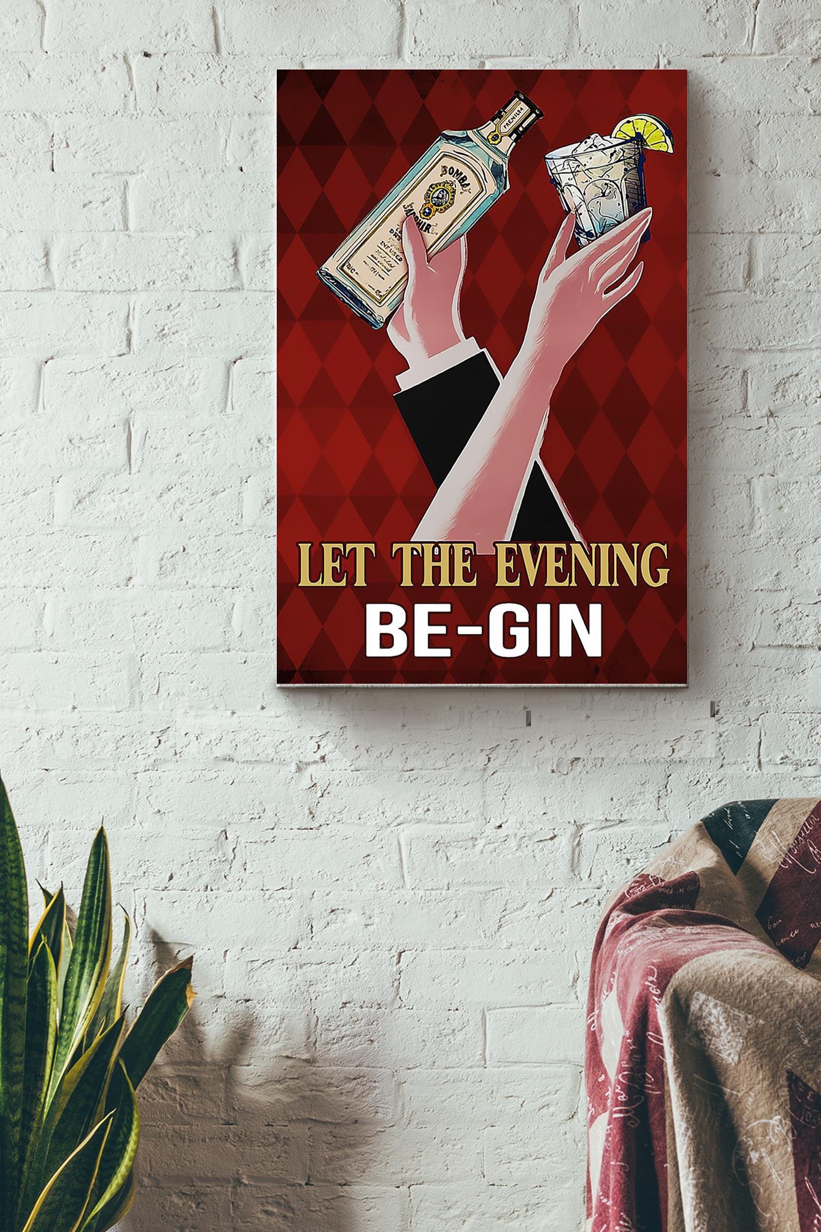 Let The Evening Begin Drinking Wine Couple Poster Wrapped Canvas