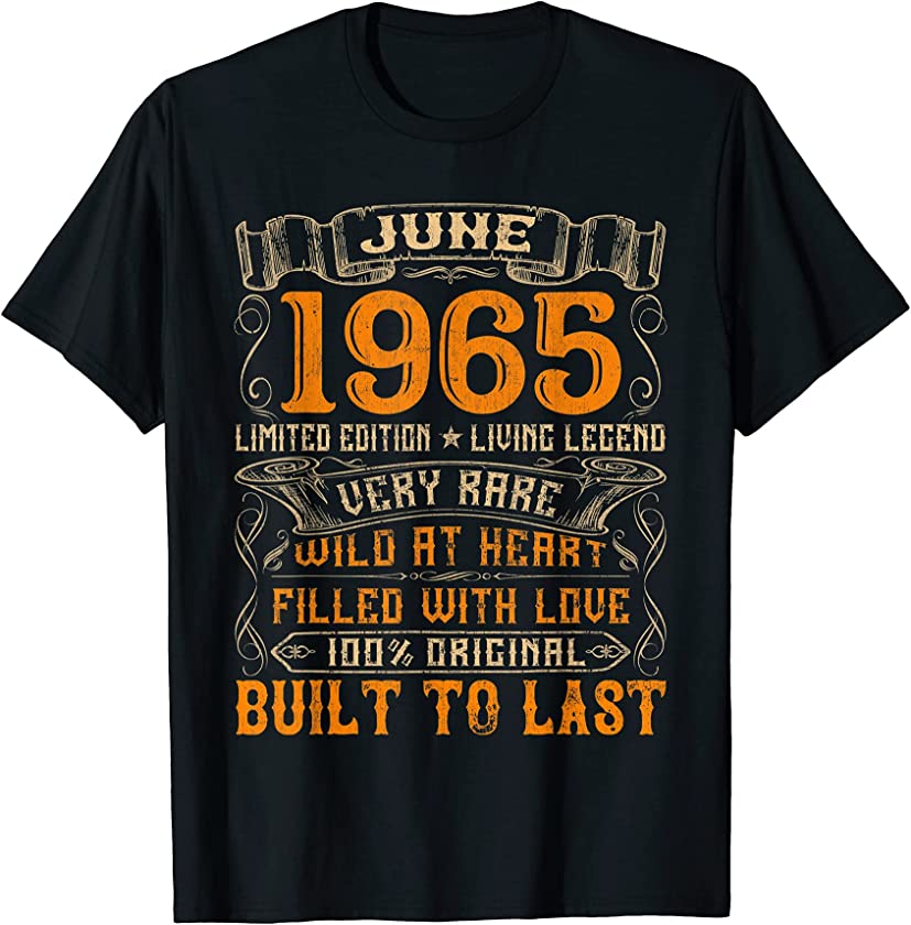 Vintage June 1965 Decorations 56 Year Old 56th Birthday T-Shirt