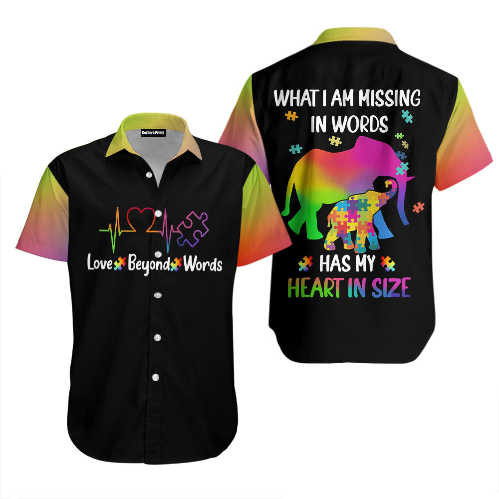 Autism Awareness Love Beyond Words Heart Elephant Aloha Hawaiian Shirts For Men And For Women Wh1141