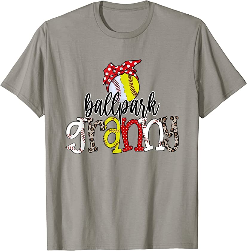 Ballpark Granny Leopard Baseball Softball Granny Mom Bandana T-Shirt