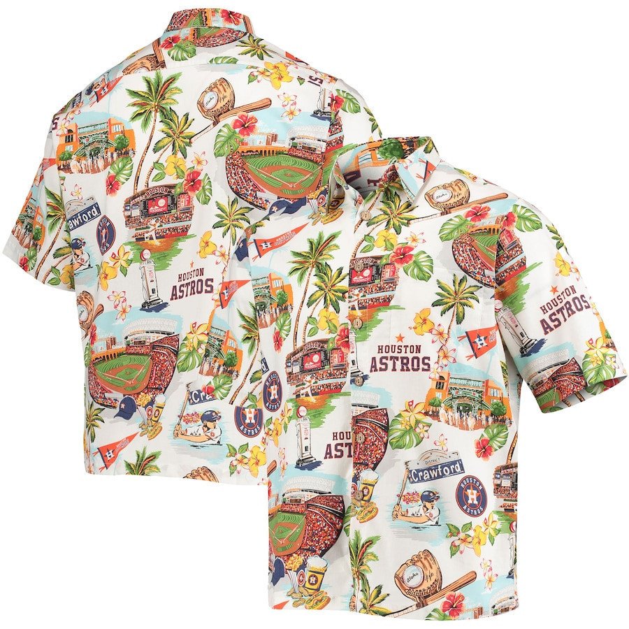 Houston Astros Button-Up Scenic Hawaiian Shirt – White