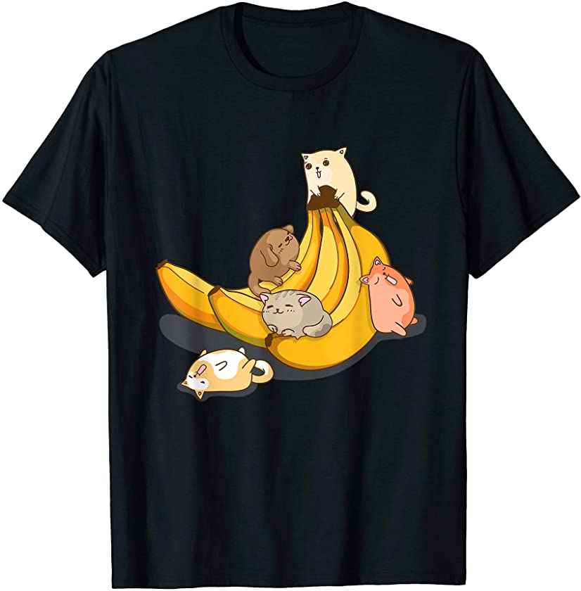 Cute Banana Cats Kawaii Kitten Funny Gift T-Shirt