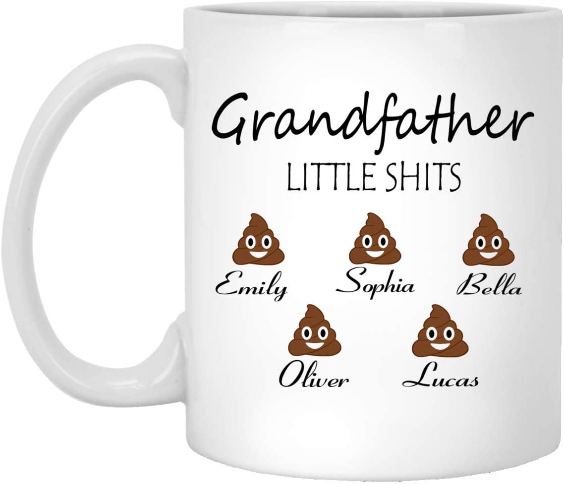 Grandfather Gift Personalized – Grandfather’S Little Shits – Grandfather Funny Mug Customizable – Father’S Day Gift – Gift For Grandfather – Grandfather’S Birthday 11Oz