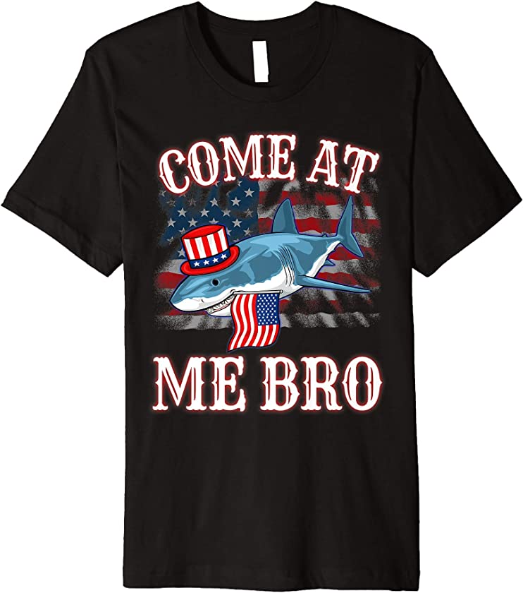 Sharks Great White Ocean Shirt 4th of July American Flag