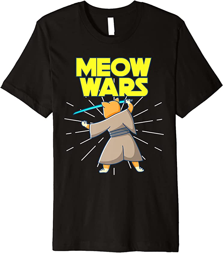 Meow Wars – Funny Gifts for Cat Lovers Kittens Cat Graphic Premium T-Shirt