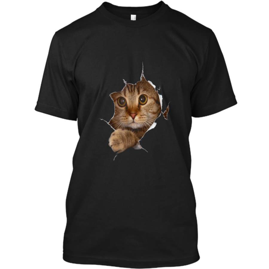 Sweet Kitten Torn Cloth 3D  – Funny Cat Lover Tee Custom Ultra Cotton