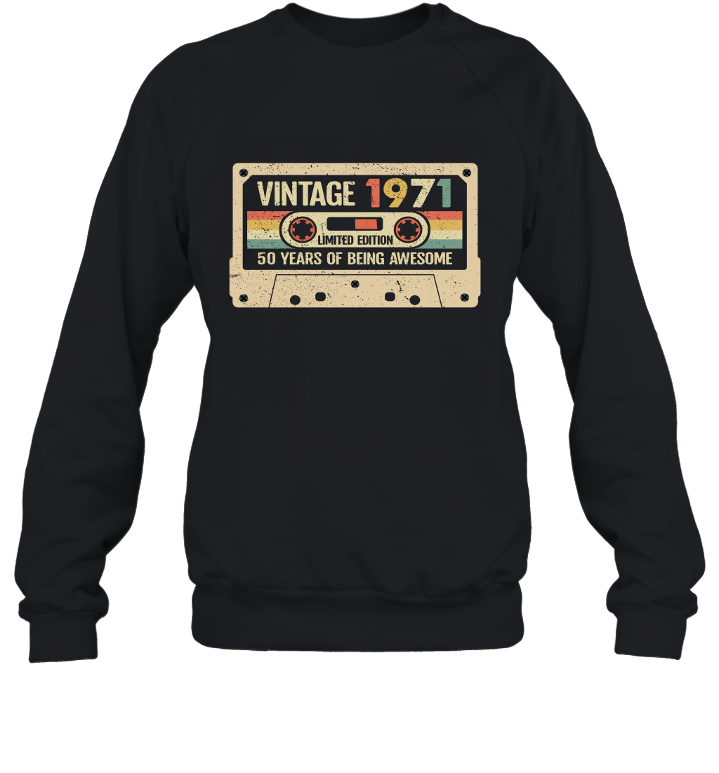 Vintage 1971 Birthday Sweatshirt, 70S Mixtape Cassette, 50Th Birthday Sweatshirt , 50Th Birthday Gift, 50Th Birthday For Men , 50Th Birthday For Women