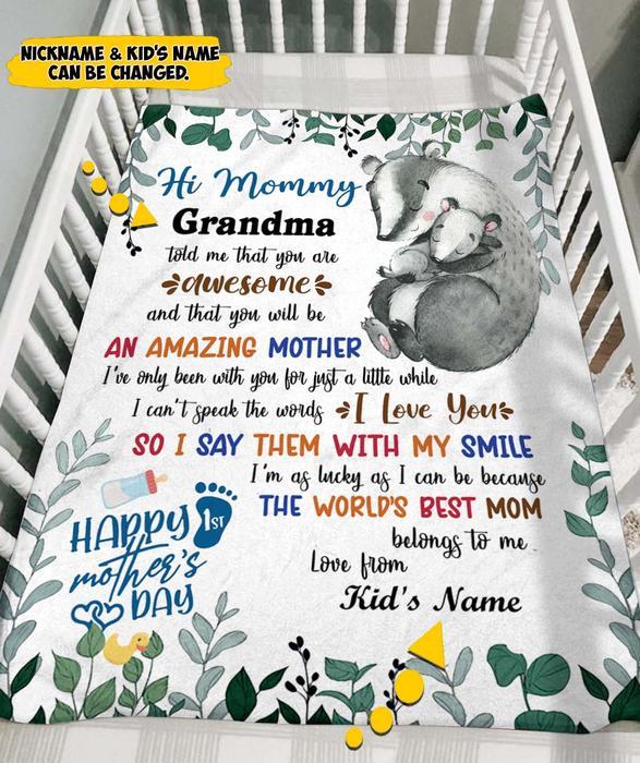 Animal Blanket Hi Mommy Grandma Told Me That You Are Awesome And That You Will Be An Amazing Mother