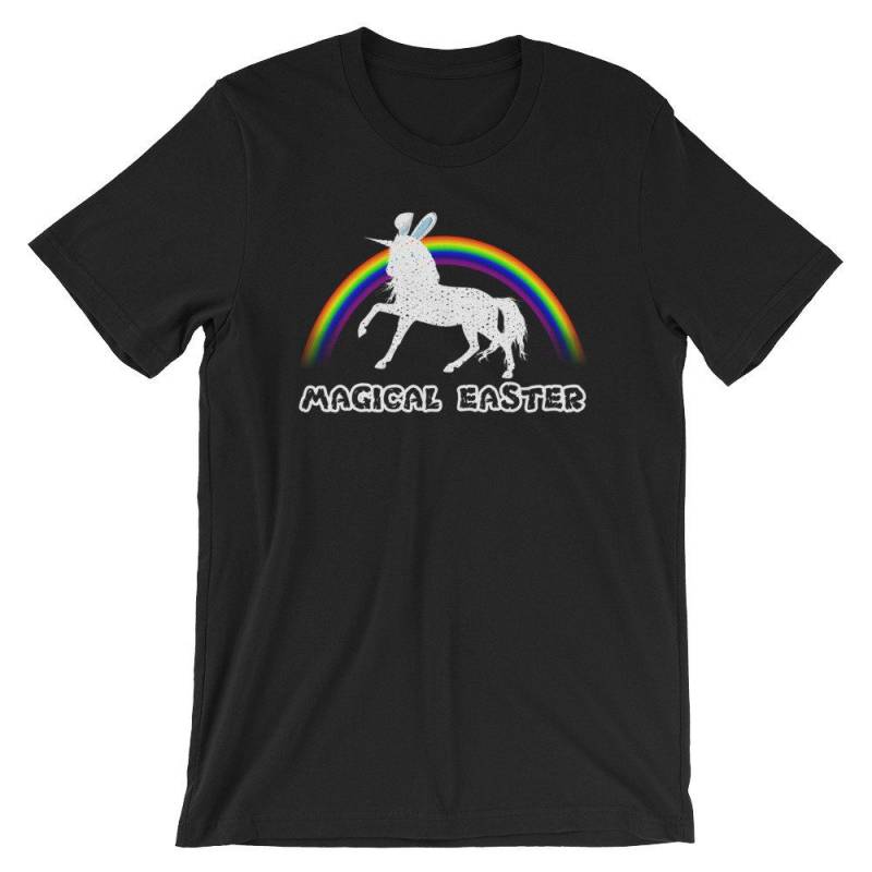 Crushtee Magical Easter Unicorn With Bunny Ears And Rainbow Cool Unisex T Shirt | 2018 Pascha Holiday Celebration Cool Shirt | Animal Lover Top Long Sleeve Hoodie