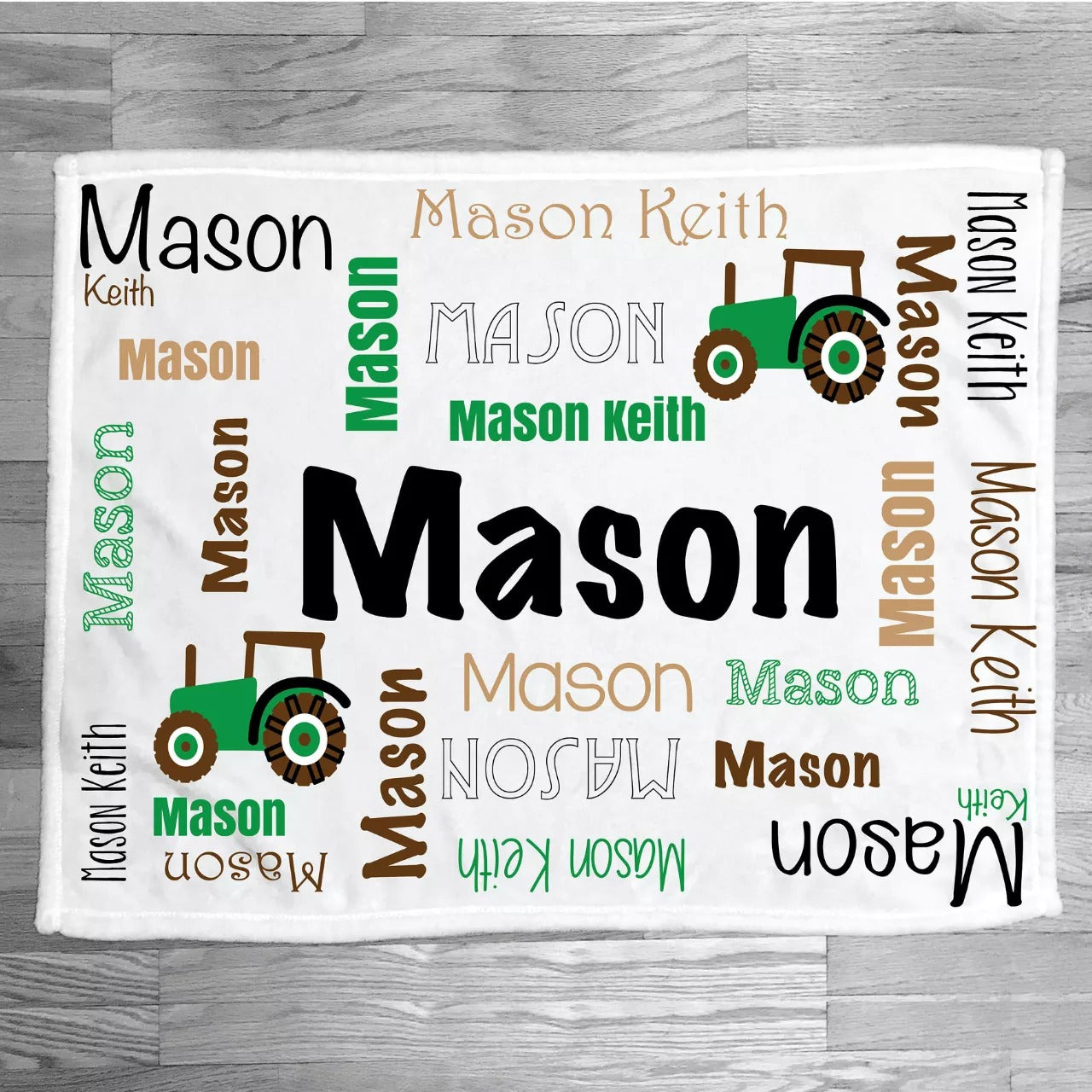 Personalized Kid Tractor Fleece Sherpa Blanket Baby Blanket Tractor Gift