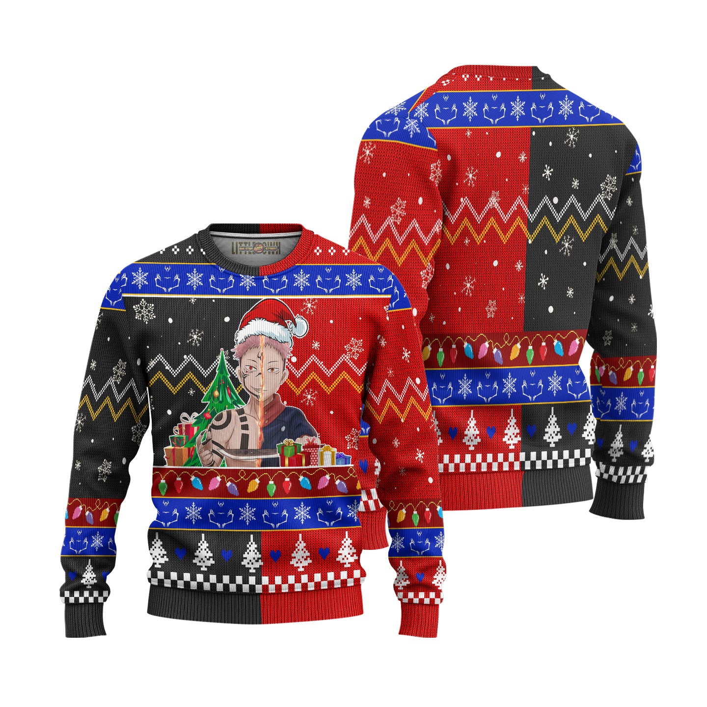 Yuji X Sukuna Ugly Christmas Sweater Custom Jujutsu Kaisen Anime Xmas Gift