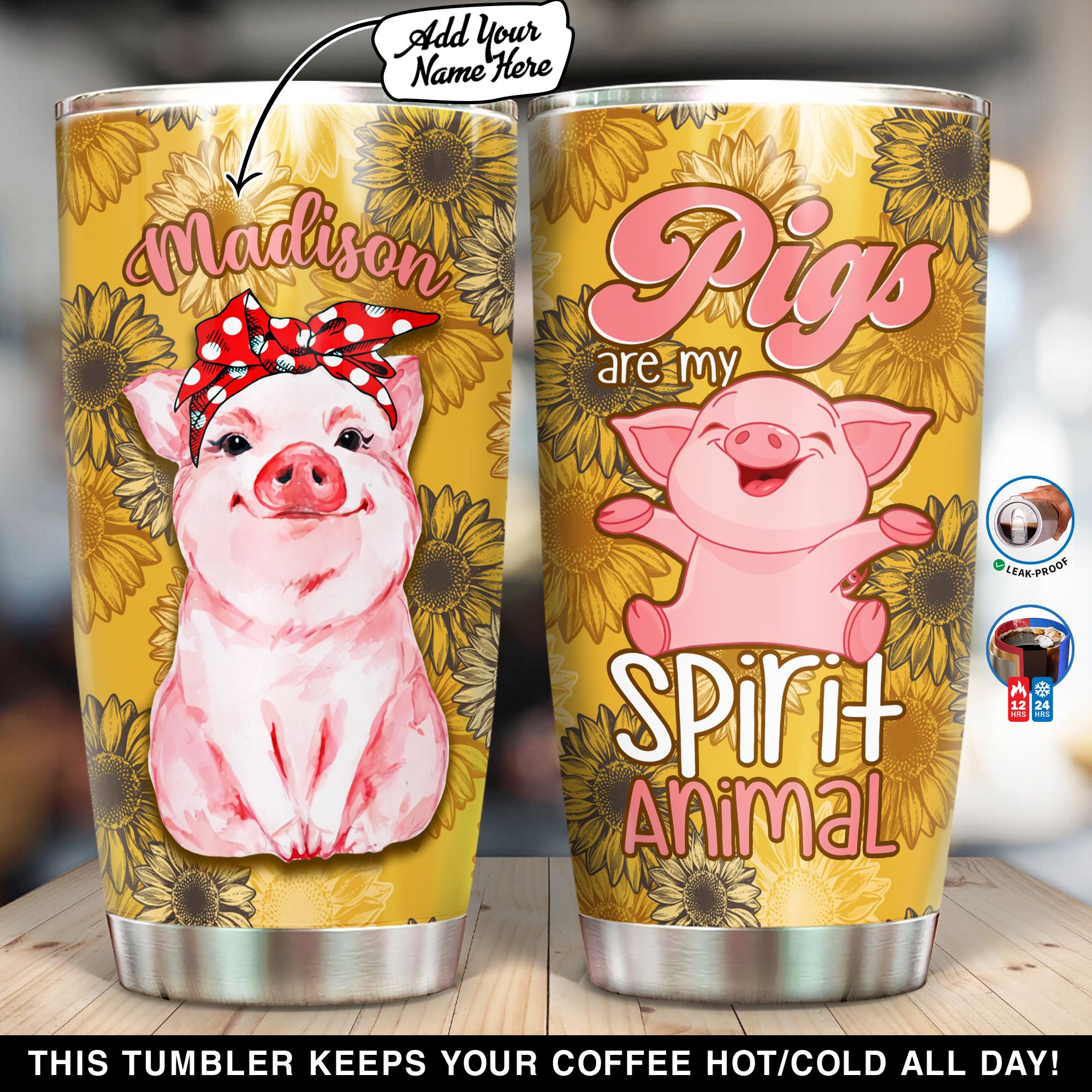 Personalized Pig Are My Spirit Animal NI1705006YL Tumbler