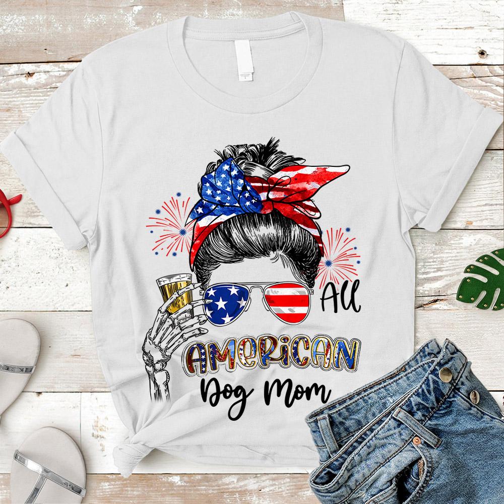 Personalized All American Dog Mom T Shirt Dog Mom 4Th Of July Shirt Gift For Dog Mom